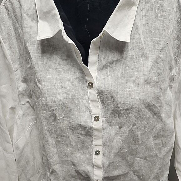 J. Jill Tops - J. Jill Love Linen ButtonUp White Shirt LongSleeve Panel Casual Tunic WomenSz L